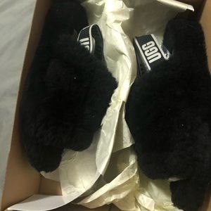 UGG black fluff yeah slide